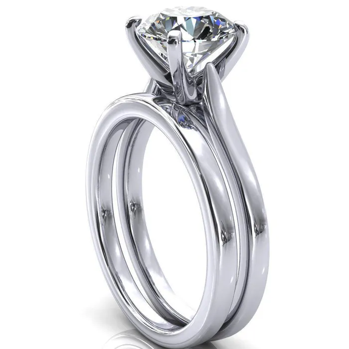 Darci Round Center Stone 4 Prong Cathedral Solitaire Engagement Ring Fire Brilliance Rings