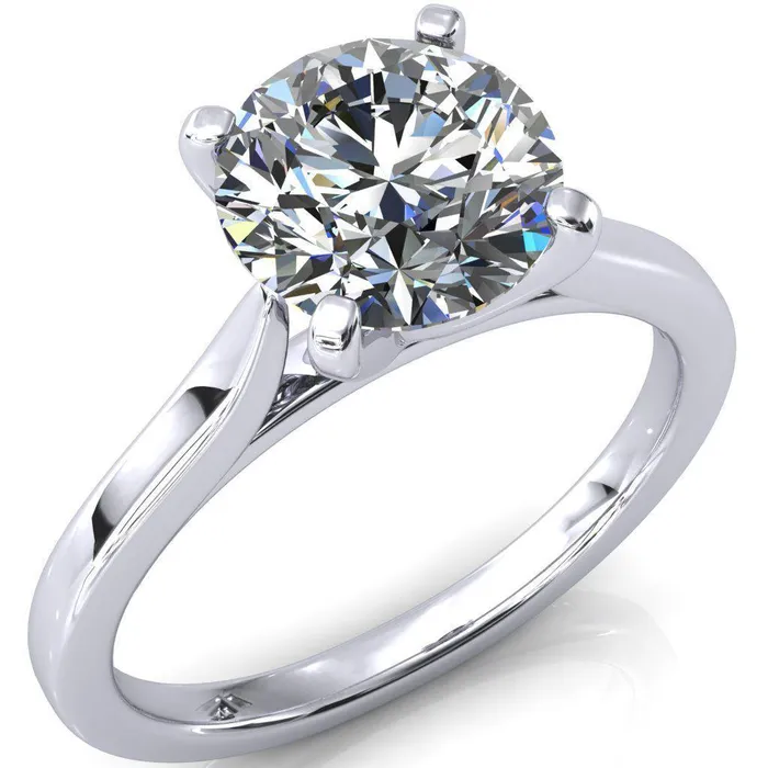 Darci Round Center Stone 4 Prong Cathedral Solitaire Engagement Ring Fire Brilliance Rings
