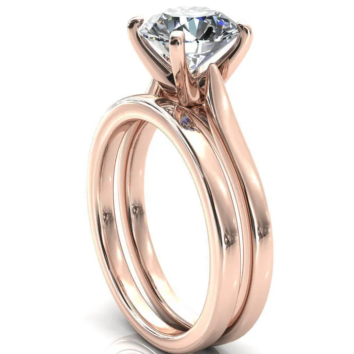 Darci Round Center Stone 4 Prong Cathedral Solitaire Engagement Ring Fire Brilliance Rings