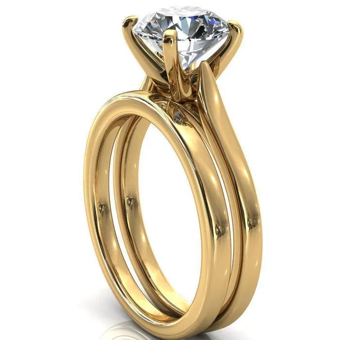 Darci Round Center Stone 4 Prong Cathedral Solitaire Engagement Ring Fire Brilliance Rings