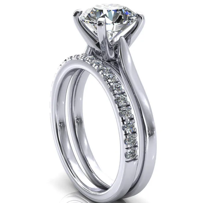 Darci Round Center Stone 4 Prong Cathedral Solitaire Engagement Ring Fire Brilliance Rings