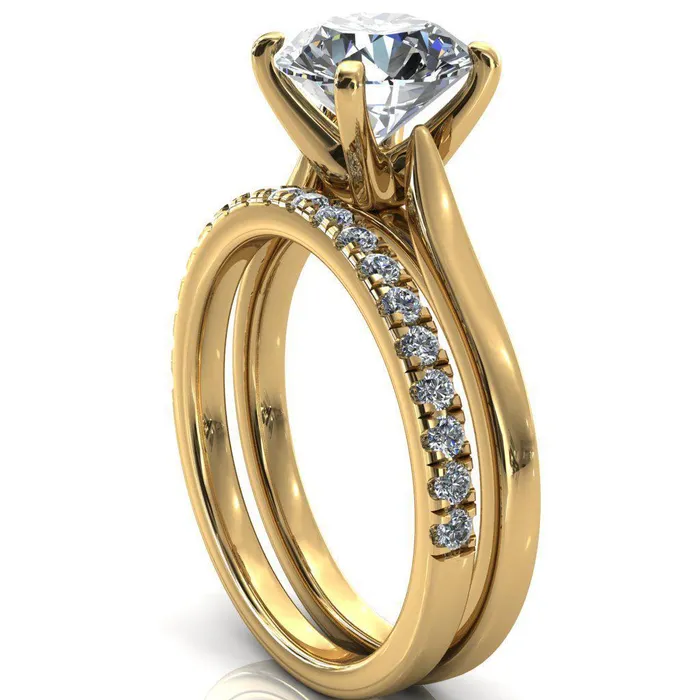 Darci Round Center Stone 4 Prong Cathedral Solitaire Engagement Ring Fire Brilliance Rings