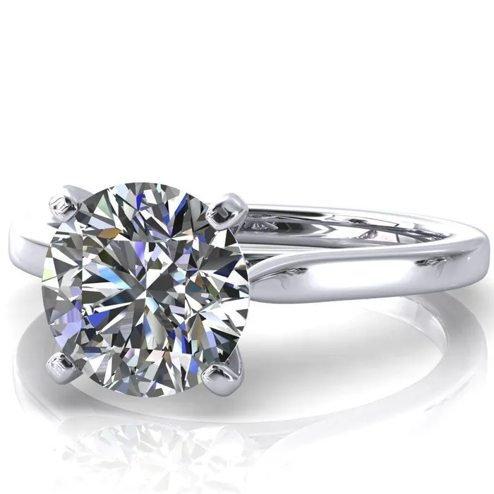 Darci Round Center Stone 4 Prong Cathedral Solitaire Engagement Ring Fire Brilliance Rings