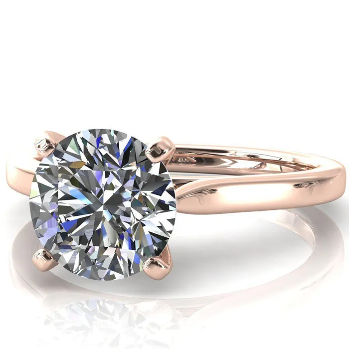 Darci Round Center Stone 4 Prong Cathedral Solitaire Engagement Ring Fire Brilliance Rings