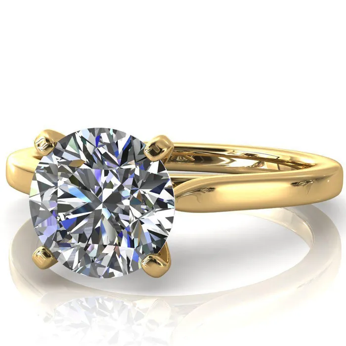 Darci Round Center Stone 4 Prong Cathedral Solitaire Engagement Ring Fire Brilliance Rings