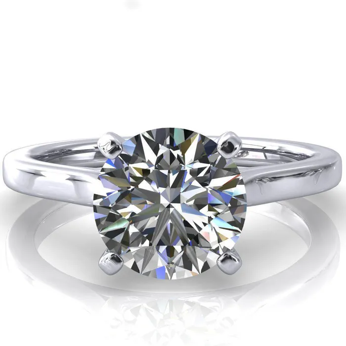 Darci Round Center Stone 4 Prong Cathedral Solitaire Engagement Ring Fire Brilliance Rings