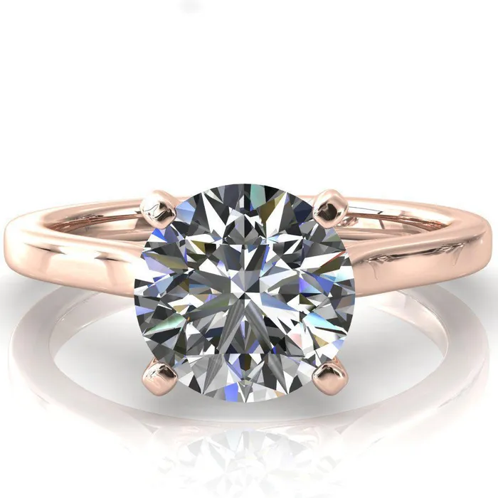 Darci Round Center Stone 4 Prong Cathedral Solitaire Engagement Ring Fire Brilliance Rings