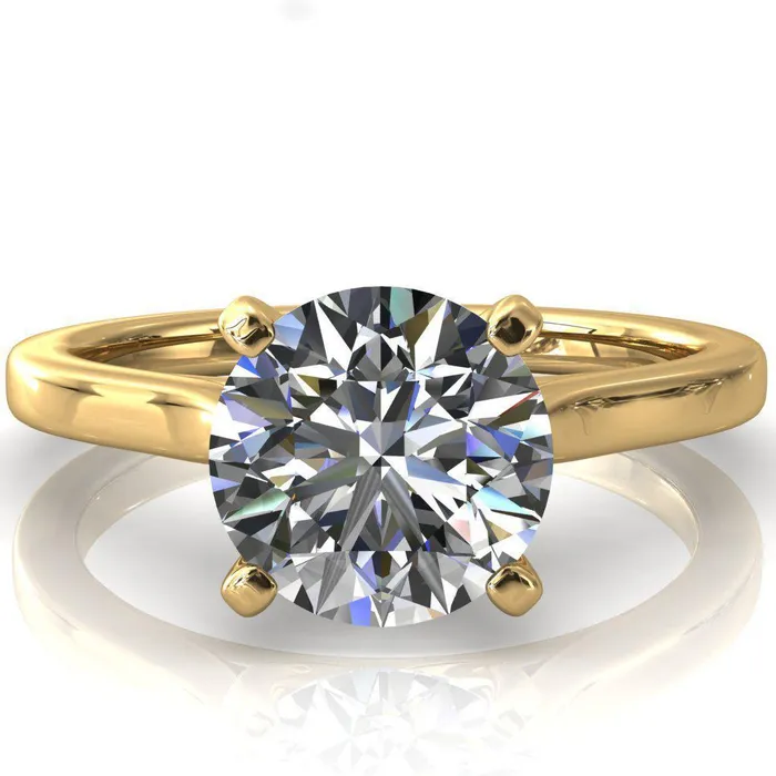 Darci Round Center Stone 4 Prong Cathedral Solitaire Engagement Ring Fire Brilliance Rings