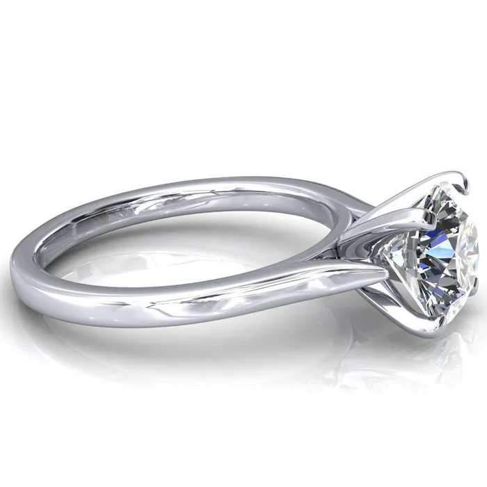 Darci Round Center Stone 4 Prong Cathedral Solitaire Engagement Ring Fire Brilliance Rings