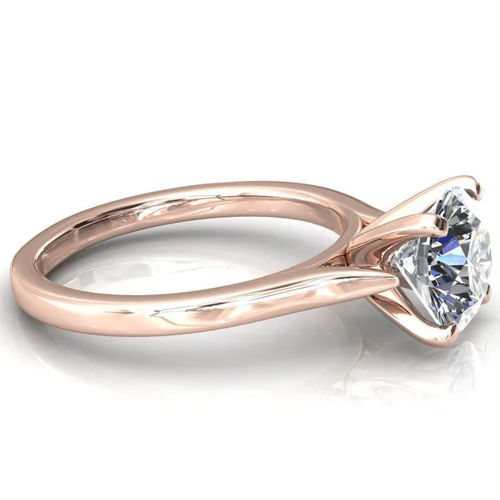 Darci Round Center Stone 4 Prong Cathedral Solitaire Engagement Ring Fire Brilliance Rings