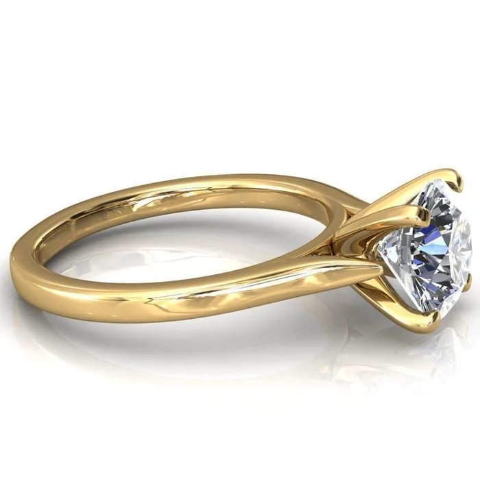 Darci Round Center Stone 4 Prong Cathedral Solitaire Engagement Ring Fire Brilliance Rings