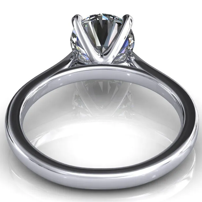 Darci Round Center Stone 4 Prong Cathedral Solitaire Engagement Ring Fire Brilliance Rings