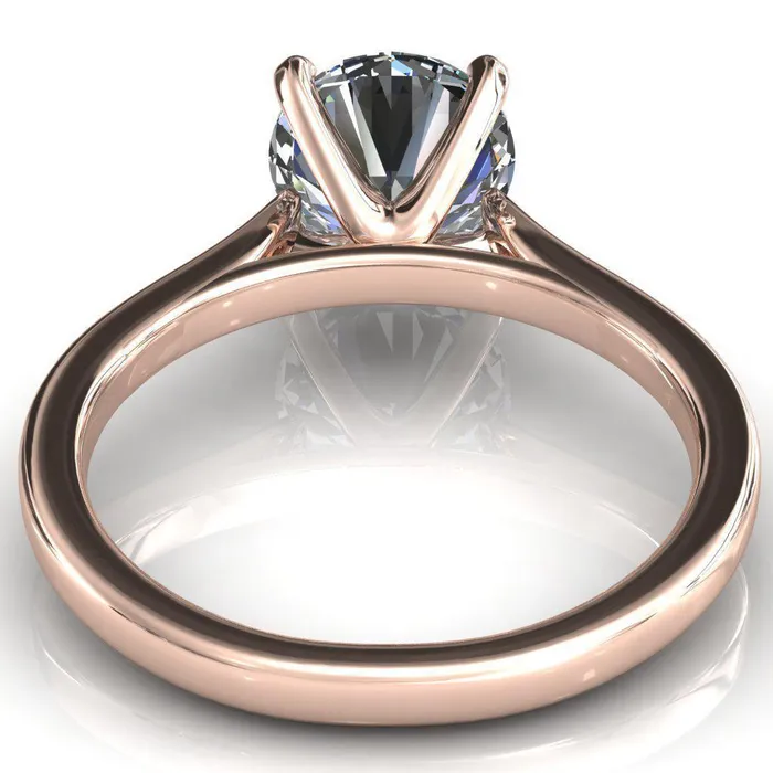 Darci Round Center Stone 4 Prong Cathedral Solitaire Engagement Ring Fire Brilliance Rings