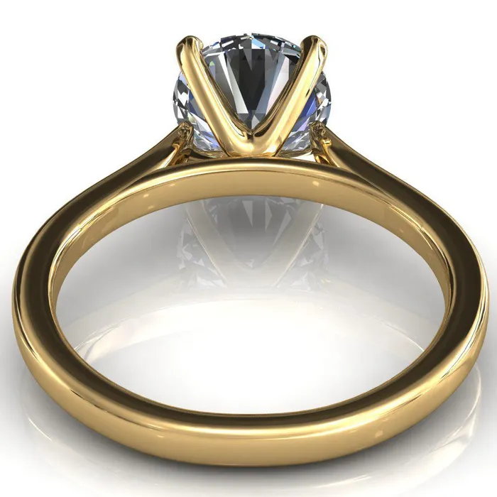 Darci Round Center Stone 4 Prong Cathedral Solitaire Engagement Ring Fire Brilliance Rings