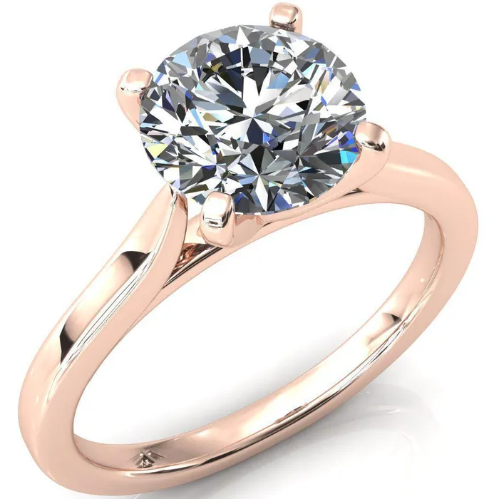 Darci Round Center Stone 4 Prong Cathedral Solitaire Engagement Ring Fire Brilliance Rings
