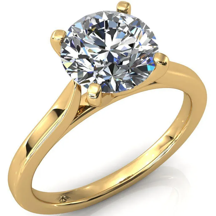 Darci Round Center Stone 4 Prong Cathedral Solitaire Engagement Ring Fire Brilliance Rings