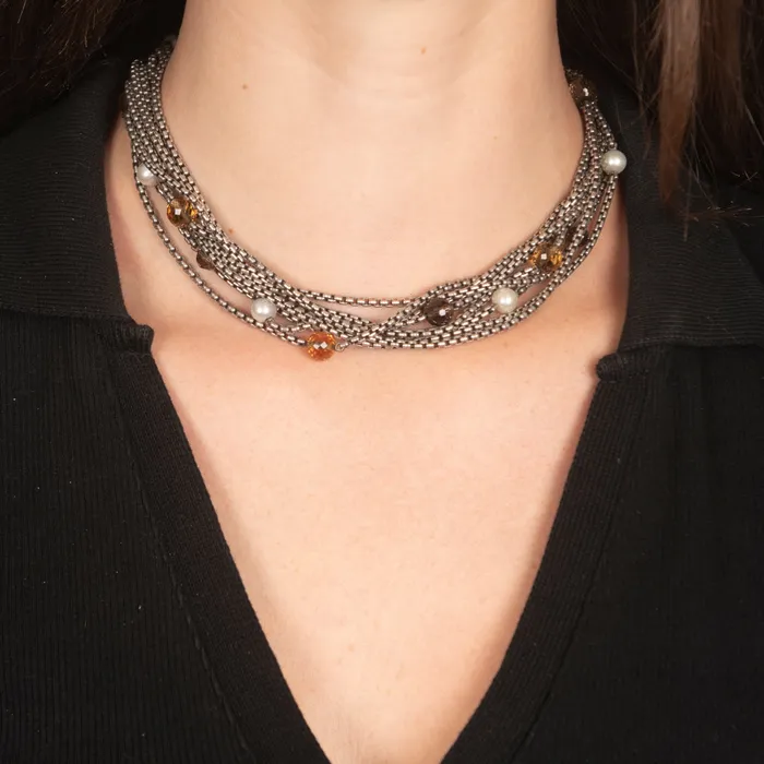 David Yurman Necklaces PreOwned David Yurman Quartz Pearl and Citrine MultiStrand Necklace
