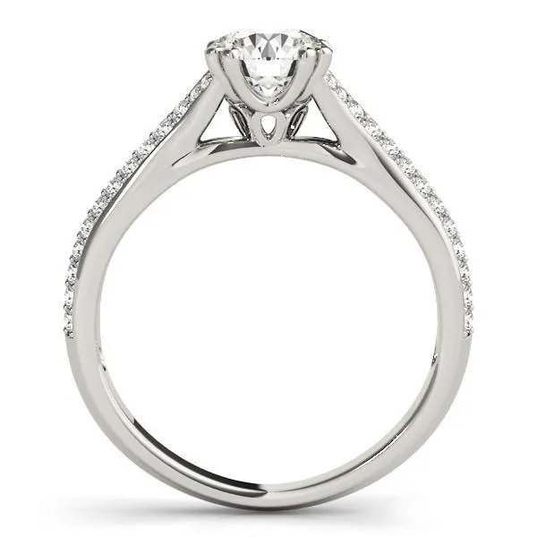 Delphine Round Center Stone Double Diamond Row Pave Engagement Ring Fire Brilliance Rings