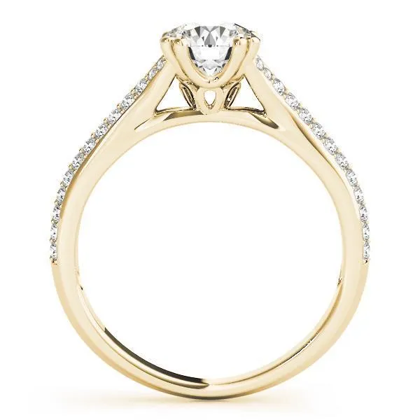 Delphine Round Center Stone Double Diamond Row Pave Engagement Ring Fire Brilliance Rings