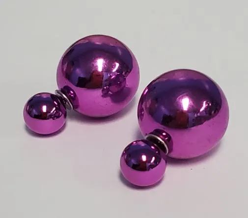 E333 Fuchsia Double Ball Earrings susan Earrings