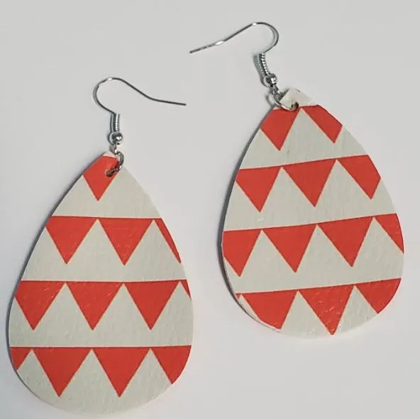 E467 White Teardrop Orange Triangles Earrings POLLY Earrings