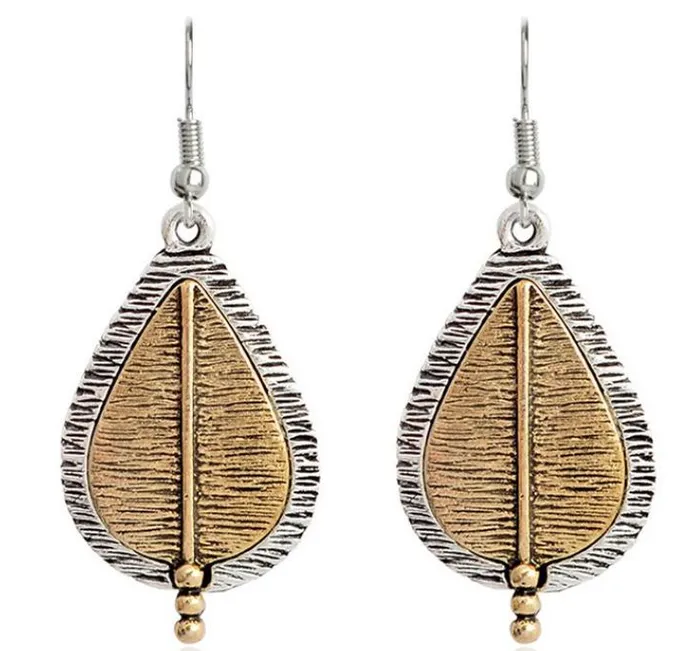 E611 Silver Gold Teardrop Earrings polly Earrings
