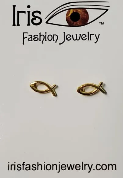 Earrings 01 E1232 Gold Religious Fish Earrings