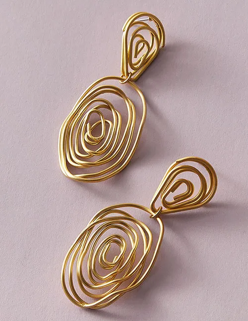 Earrings 02 E1623 Gold Spiral Geometric Earrings