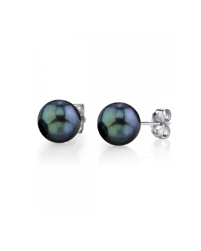 Earrings 6570mm Black Akoya Round Pearl Stud Earrings spt