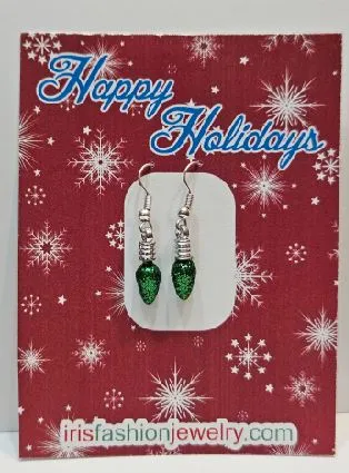 Earrings AZ1418 Green Christmas Bulb Earrings polly