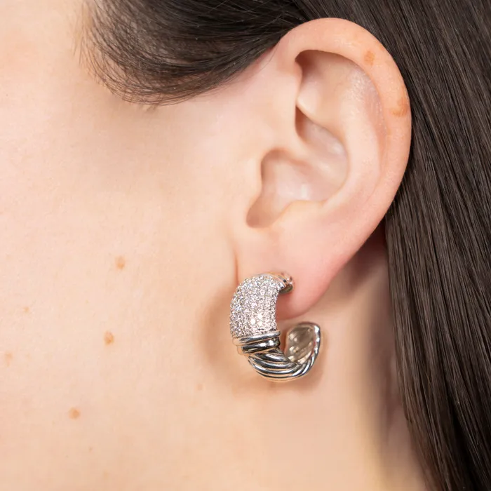 Earrings David Yurman PreOwned David Yurman Diamond Pave Metro Hoop Earrings