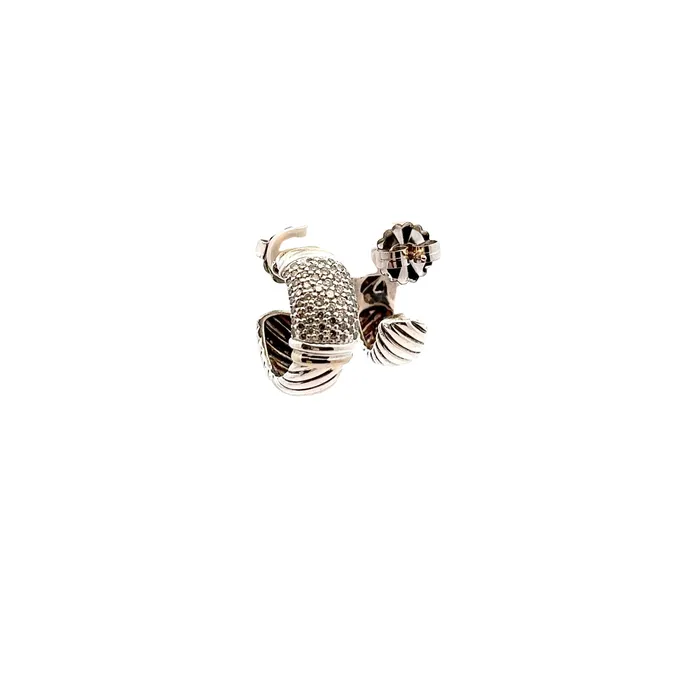 Earrings David Yurman PreOwned David Yurman Diamond Pave Metro Hoop Earrings