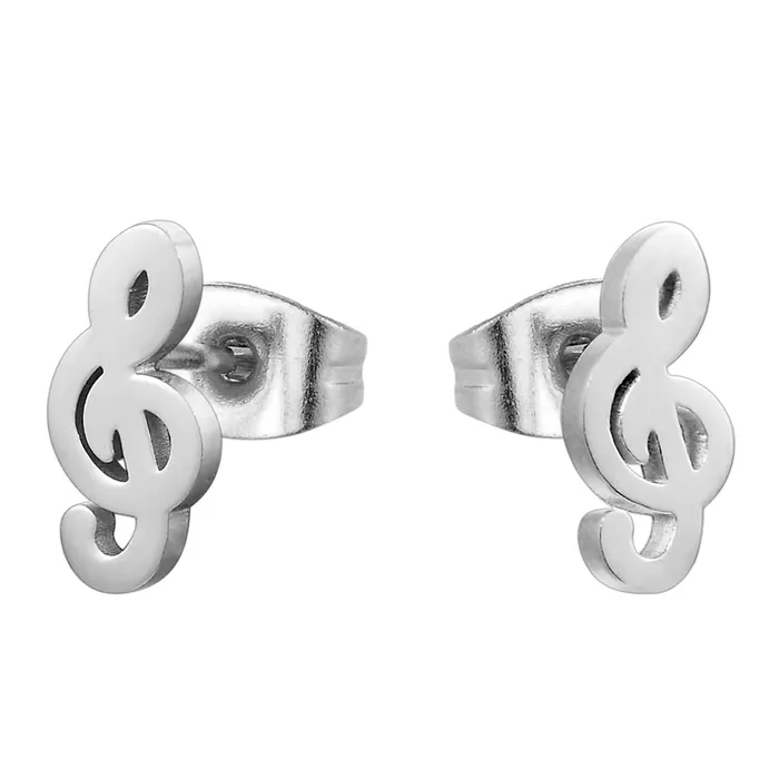 Earrings Fgifter Official Store Playful Treble Clef Stud Earrings