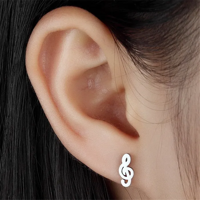 Earrings Fgifter Official Store Playful Treble Clef Stud Earrings