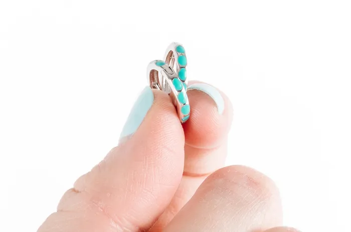 Earrings Hey June Earring Stack Turquoise Huggies Hexagon Huggies