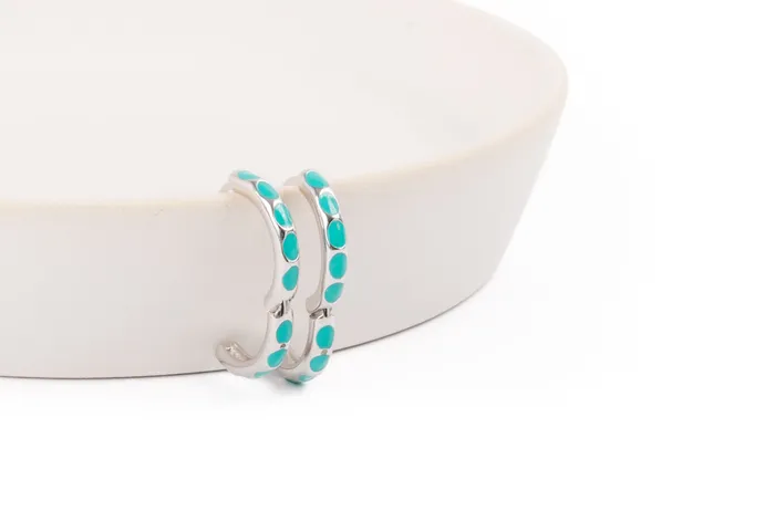 Earrings Hey June Earring Stack Turquoise Huggies Hexagon Huggies
