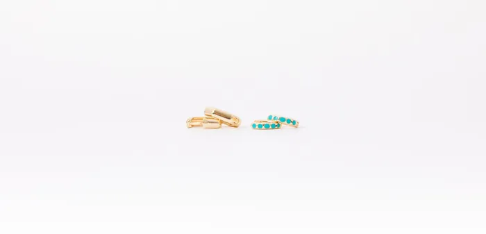 Earrings Hey June Earring Stack Turquoise Huggies Hexagon Huggies