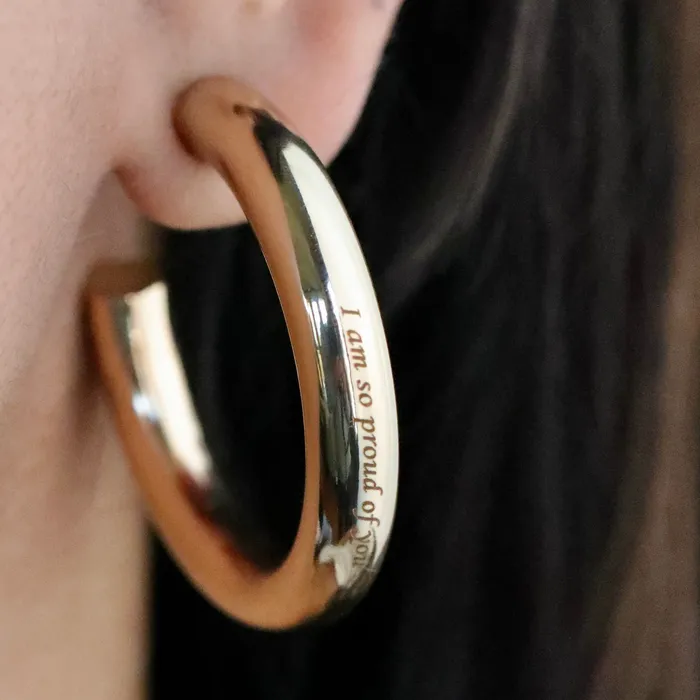 Earrings Jewelvers 14K GoldFilled Personalized Engraved Hoop Earrings Custom Thick Hoops