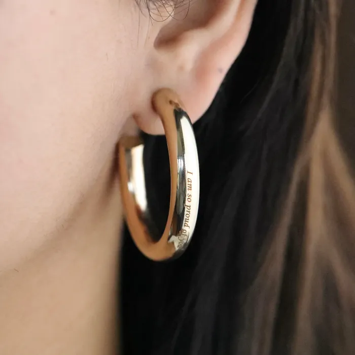 Earrings Jewelvers 14K GoldFilled Personalized Engraved Hoop Earrings Custom Thick Hoops