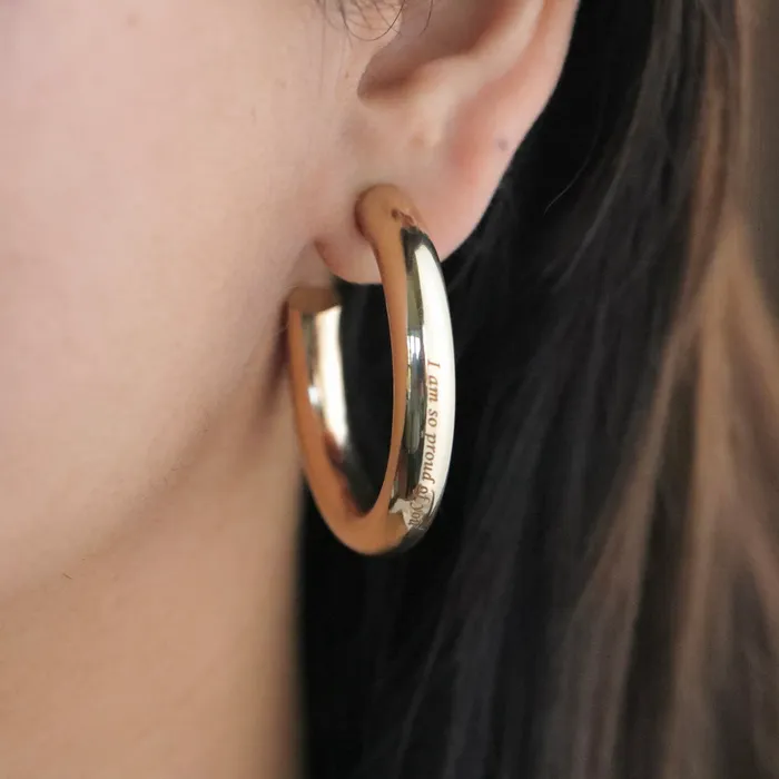 Earrings Jewelvers 14K GoldFilled Personalized Engraved Hoop Earrings Custom Thick Hoops