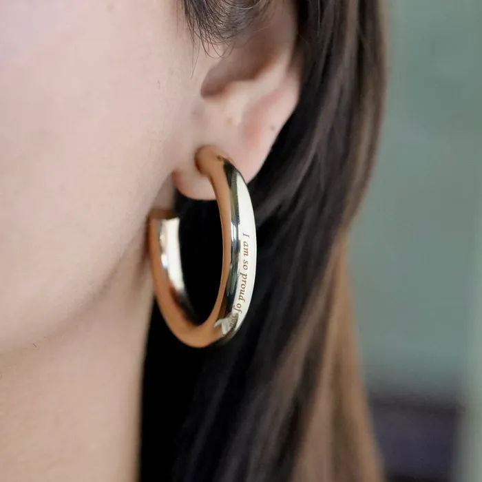 Earrings Jewelvers 14K GoldFilled Personalized Engraved Hoop Earrings Custom Thick Hoops