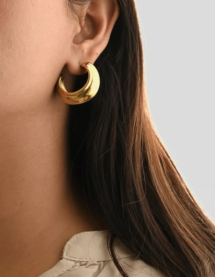 Earrings Jewelvers 18K GoldFilled Large Hoop Earrings Big Dome Shape Hoops Lightweight Big Hoops Earrings Jewelvers 18K GoldFilled Large Hoop Earrings Big Dome Shape Hoops Lightweight Big Hoops
