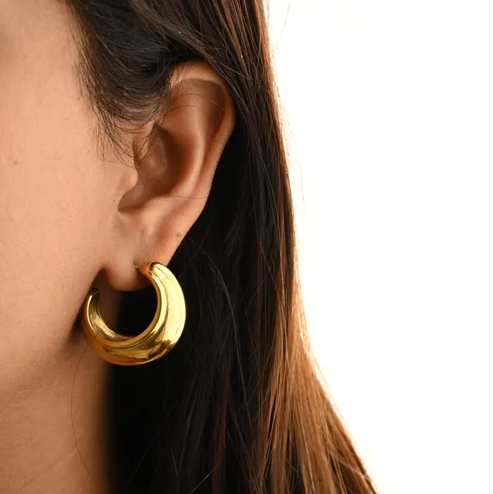 Earrings Jewelvers 18K GoldFilled Large Hoop Earrings Big Dome Shape Hoops Lightweight Big Hoops Earrings Jewelvers 18K GoldFilled Large Hoop Earrings Big Dome Shape Hoops Lightweight Big Hoops