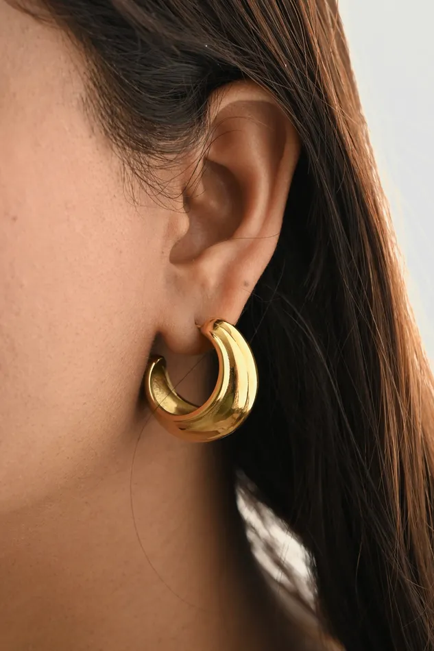 Earrings Jewelvers 18K GoldFilled Large Hoop Earrings Big Dome Shape Hoops Lightweight Big Hoops Earrings Jewelvers 18K GoldFilled Large Hoop Earrings Big Dome Shape Hoops Lightweight Big Hoops