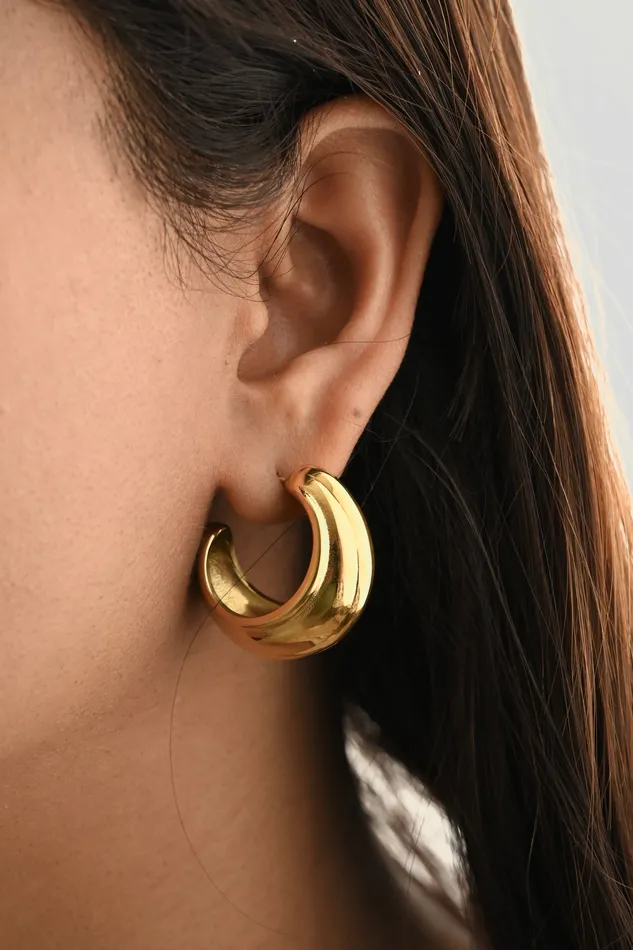 Earrings Jewelvers 18K GoldFilled Large Hoop Earrings Big Dome Shape Hoops Lightweight Big Hoops Earrings Jewelvers 18K GoldFilled Large Hoop Earrings Big Dome Shape Hoops Lightweight Big Hoops