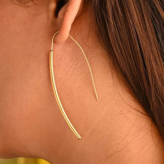 Earrings Jewelvers 18K GoldFilled Plain Arc Threader Hoop Earrings