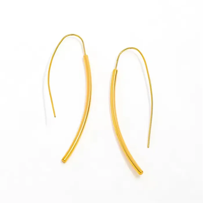 Earrings Jewelvers 18K GoldFilled Plain Arc Threader Hoop Earrings Earrings Jewelvers 18K GoldFilled Plain Arc Threader Hoop Earrings