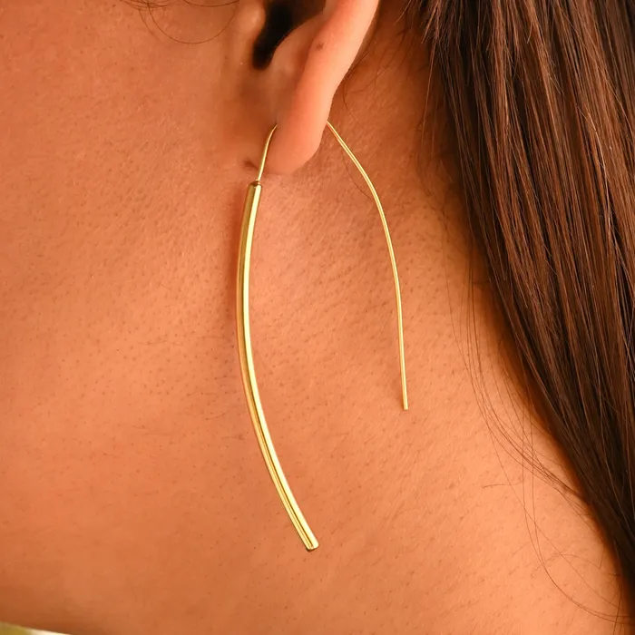 Earrings Jewelvers 18K GoldFilled Plain Arc Threader Hoop Earrings Earrings Jewelvers 18K GoldFilled Plain Arc Threader Hoop Earrings