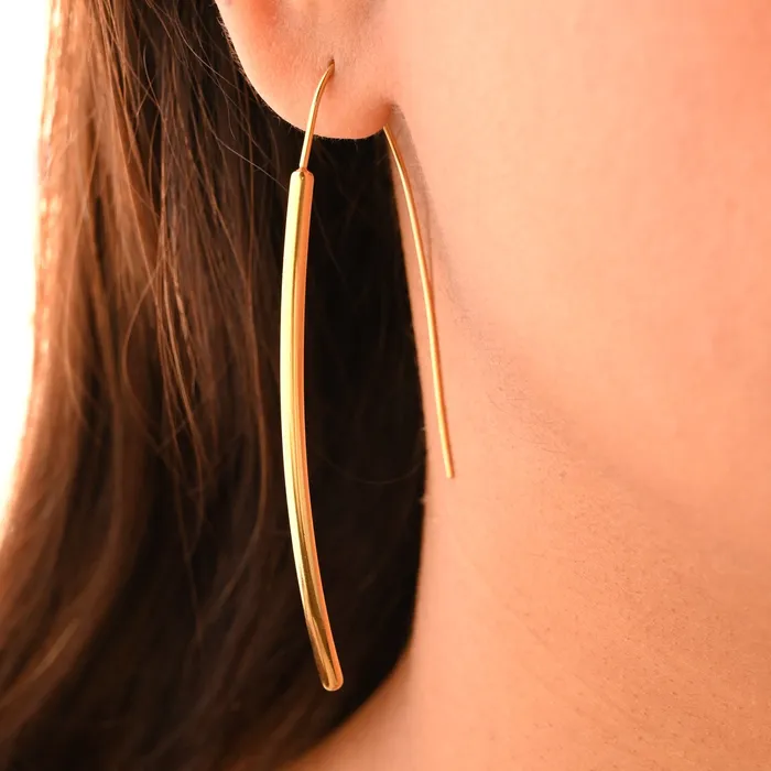 Earrings Jewelvers 18K GoldFilled Plain Arc Threader Hoop Earrings Earrings Jewelvers 18K GoldFilled Plain Arc Threader Hoop Earrings