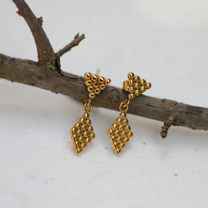 Earrings Jewelvers 18K GoldFilled Rhombus Earrings Geometric Honeycomb Stud Earrings